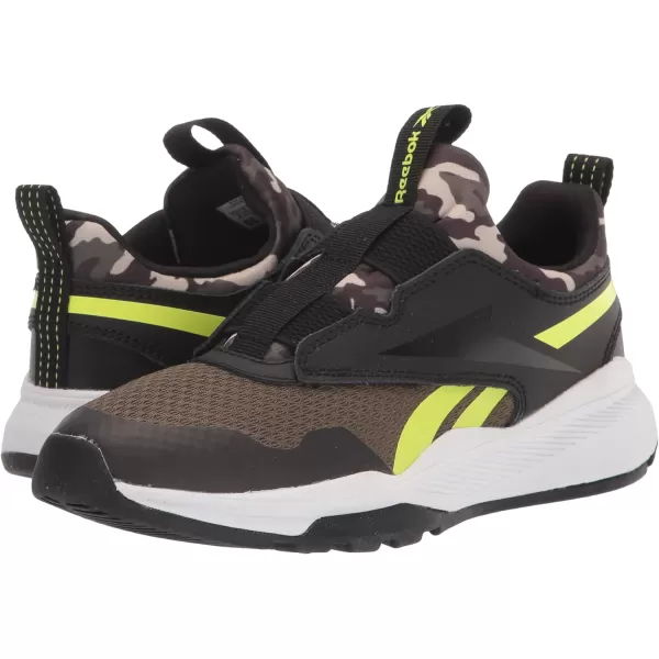 imageReebok UnisexChild Xt Sprinter Slip on Running ShoeArmy GreenBlackAcid Yellow