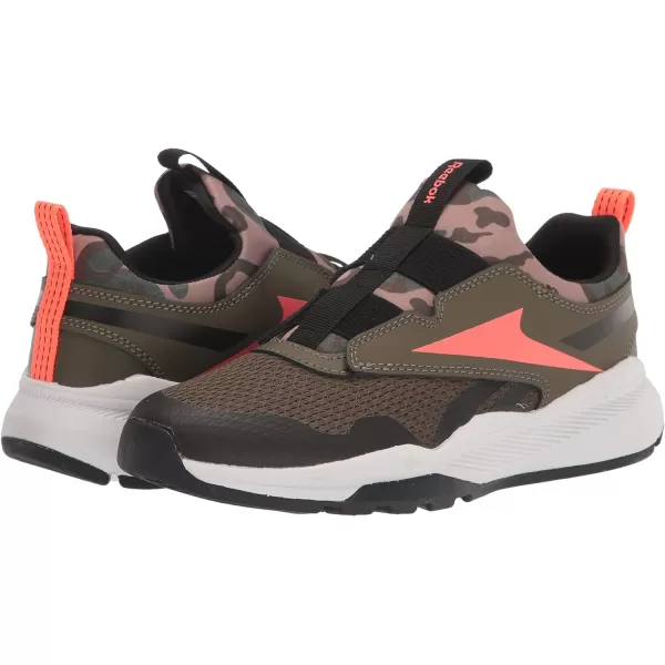 imageReebok UnisexChild Xt Sprinter Slip on Running ShoeArmy GreenBlackOrange Flare