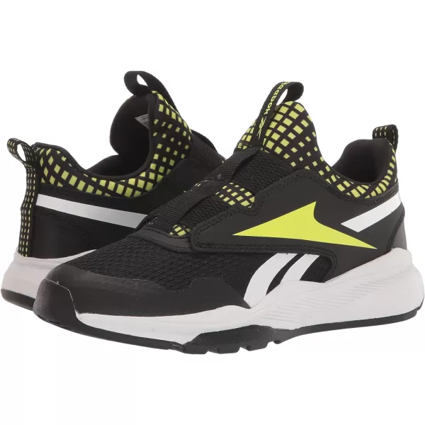 imageReebok UnisexChild Xt Sprinter Slip on Running ShoeBlackSolar Acid YellowWhite