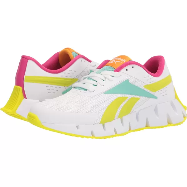 imageReebok UnisexChild Zig Dynamica 20 Sneaker in WhiteAcid YellowSemi Pixel Mint