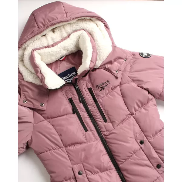 imageReebok Women Winter Jacket  Heavyweight Quilted Puffer Parka Coat Sherpa Lined Hood  Windbreaker Ski Jacket for Women SXLDark Dusty Rose