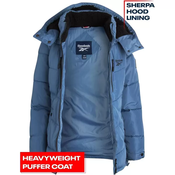 imageReebok Women Winter Jacket  Heavyweight Quilted Puffer Parka Coat Sherpa Lined Hood  Windbreaker Ski Jacket for Women SXLHoops Blue