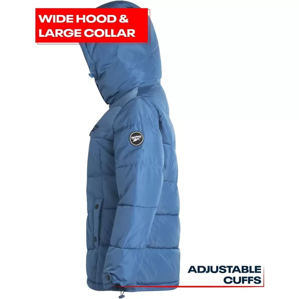 imageReebok Women Winter Jacket  Heavyweight Quilted Puffer Parka Coat Sherpa Lined Hood  Windbreaker Ski Jacket for Women SXLHoops Blue