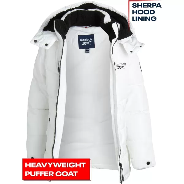 imageReebok Women Winter Jacket  Heavyweight Quilted Puffer Parka Coat Sherpa Lined Hood  Windbreaker Ski Jacket for Women SXLWhite