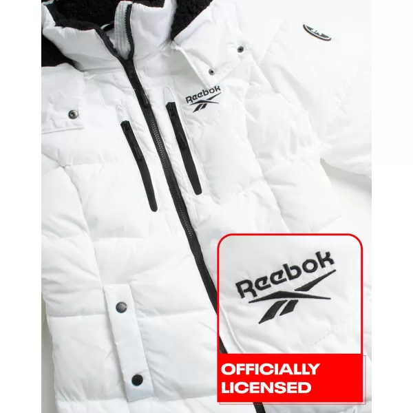 imageReebok Women Winter Jacket  Heavyweight Quilted Puffer Parka Coat Sherpa Lined Hood  Windbreaker Ski Jacket for Women SXLWhite