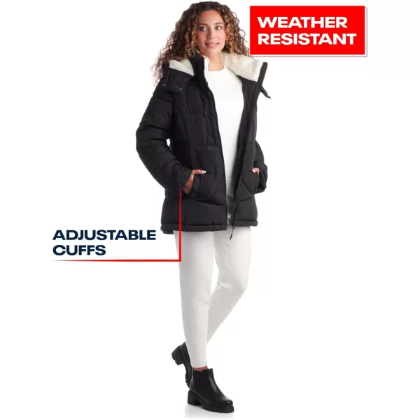 imageReebok Women Winter Jacket  Heavyweight Quilted Puffer Parka Coat with Sherpa Lined Hood  Ski Jacket for Women SXLBlack