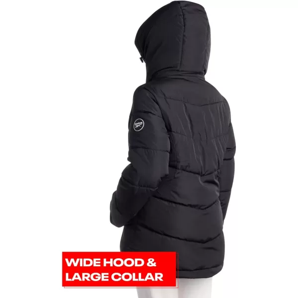 imageReebok Women Winter Jacket  Heavyweight Quilted Puffer Parka Coat with Sherpa Lined Hood  Ski Jacket for Women SXLBlack