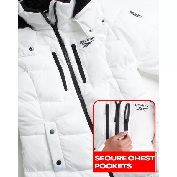 imageReebok Women Winter Jacket  Heavyweight Quilted Puffer Parka Coat with Sherpa Lined Hood  Ski Jacket for Women SXLWhite