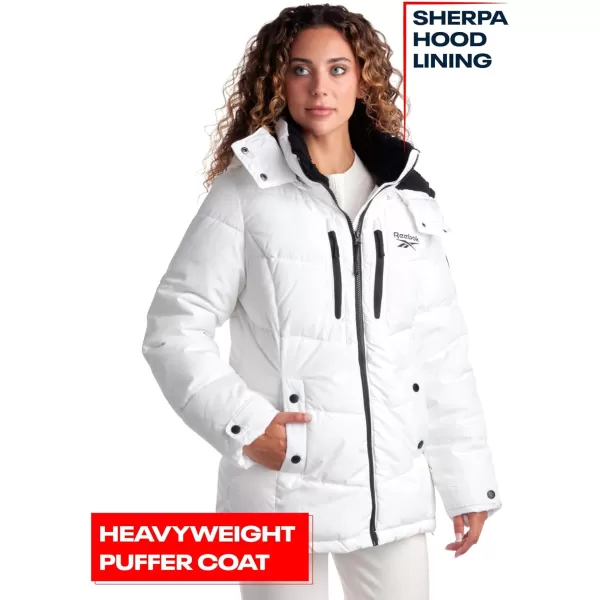 imageReebok Women Winter Jacket  Heavyweight Quilted Puffer Parka Coat with Sherpa Lined Hood  Ski Jacket for Women SXLWhite