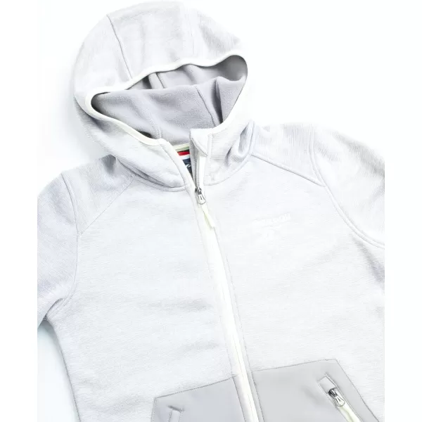 imageReebok Womens Active Sweatshirt  FullZip Performance Hoodie Sweater Jacket  Dry Fit Outerwear Track Jacket for Women SXLPure Grey