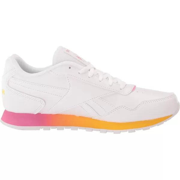 imageReebok Womens Classic Harman Run SneakerWhiteTrue PinkAlways Yellow