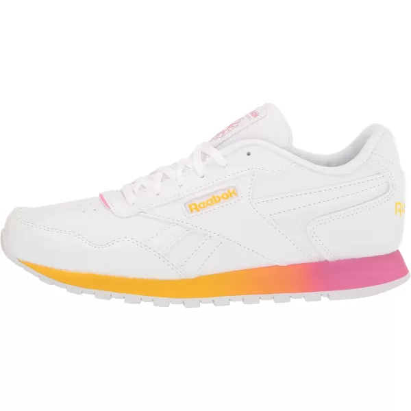 imageReebok Womens Classic Harman Run SneakerWhiteTrue PinkAlways Yellow