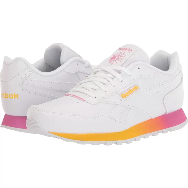 imageReebok Womens Classic Harman Run SneakerWhiteTrue PinkAlways Yellow