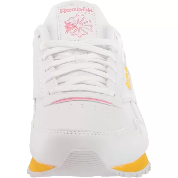 imageReebok Womens Classic Harman Run SneakerWhiteTrue PinkAlways Yellow