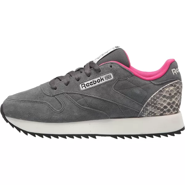 imageReebok Womens Classic Leather Ripple SneakersCold GreyChalkPursuit Pink