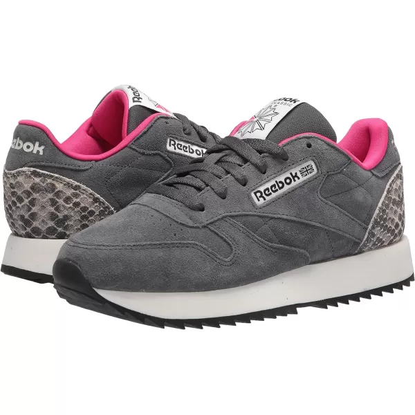 imageReebok Womens Classic Leather Ripple SneakersCold GreyChalkPursuit Pink