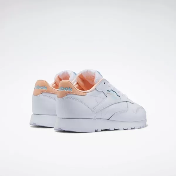 imageReebok Womens Classic Leather Ripple SneakersWhiteBlue PearlAura Orange