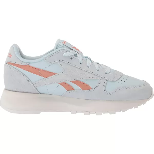 imageReebok Womens Classic Leather Sneaker in Glass Blue and Canyon Coral