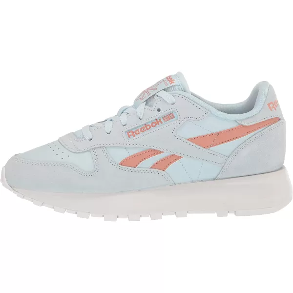 imageReebok Womens Classic Leather Sneaker in Glass Blue and Canyon Coral