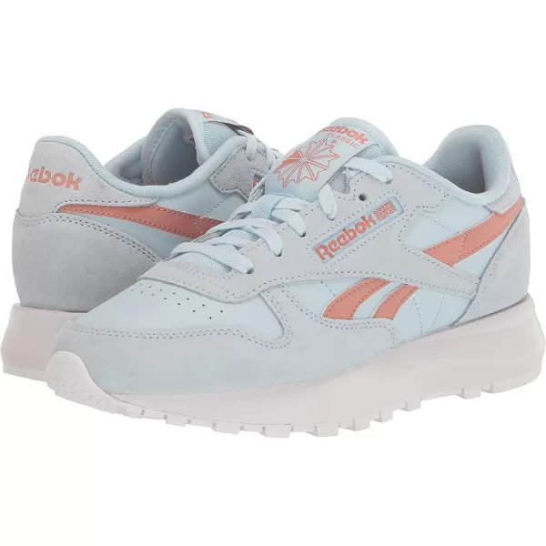 imageReebok Womens Classic Leather Sneaker in Glass Blue and Canyon Coral
