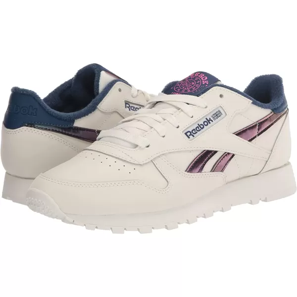 imageReebok Womens Classic Leathers SneakerChalkBatik BlueAtomic Pink