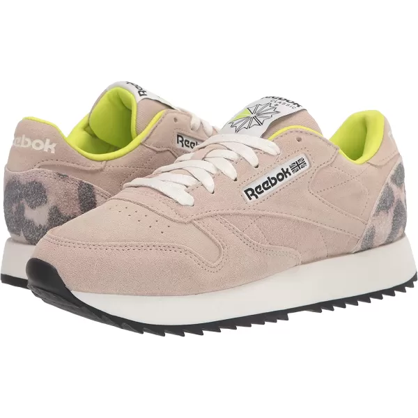 imageReebok Womens Classic Leathers SneakerModern BeigeChalkAcid Yellow