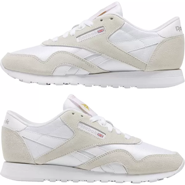imageReebok Womens Classic Nylon Casual Shoes in White and Light Grey