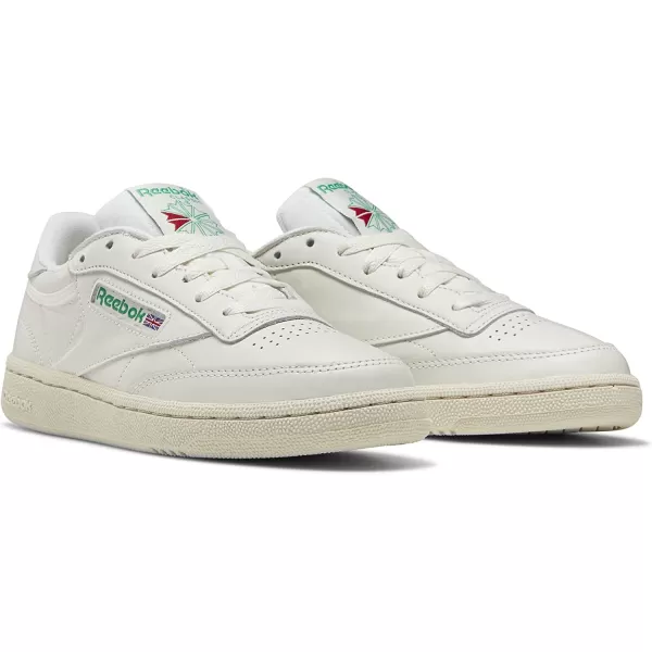 imageReebok Womens Club C 85 Vintage SneakerChalkGlen GreenPaperwhiteExcellent Red