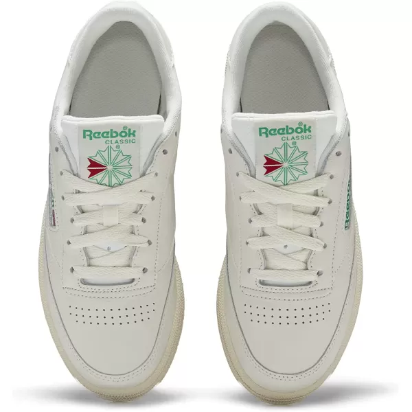 imageReebok Womens Club C 85 Vintage SneakerChalkGlen GreenPaperwhiteExcellent Red