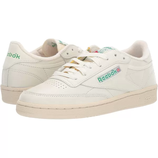 imageReebok Womens Club C 85 Vintage Walking Shoe in Chalk Glen Green Paper White and Excellent Red