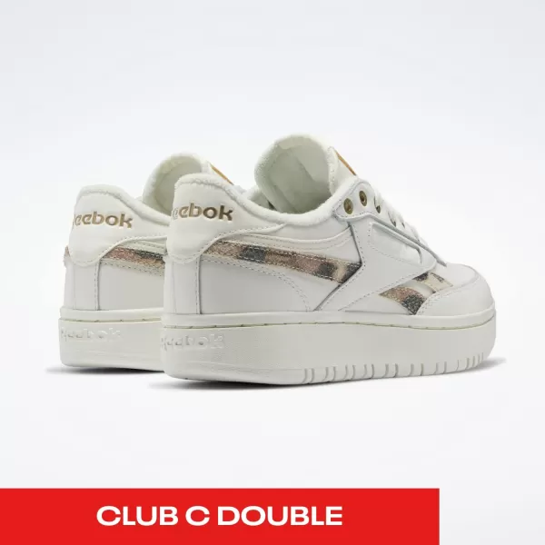 imageReebok Womens Club C Double Sneaker in Chalk and Golden Bronze