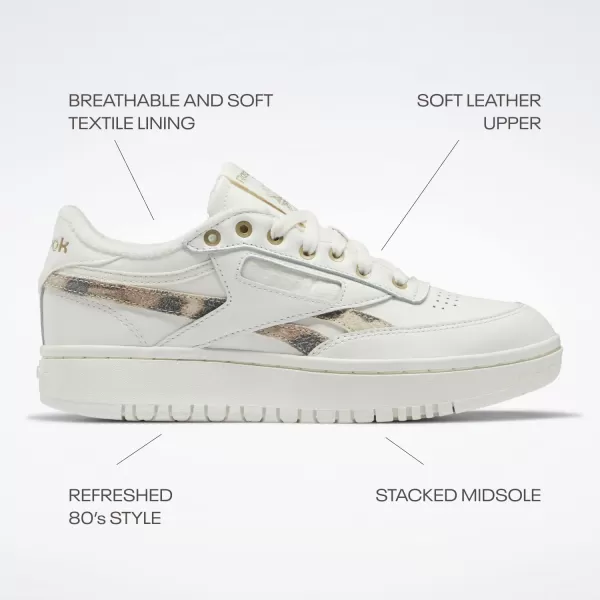 imageReebok Womens Club C Double Sneaker in Chalk and Golden Bronze