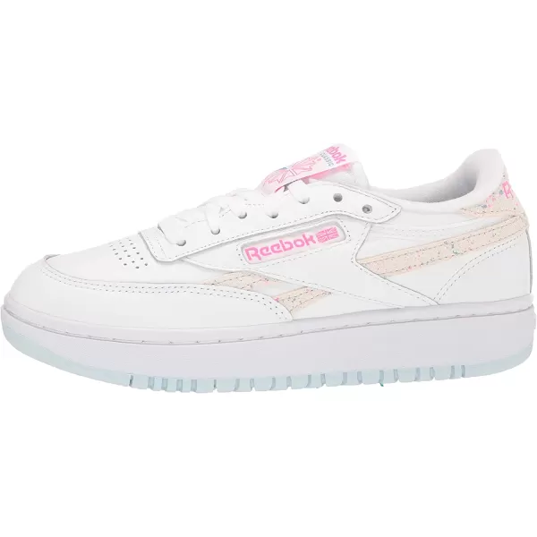 imageReebok Womens Club C Double Sneaker in WhiteGlass BlueAtomic Pink