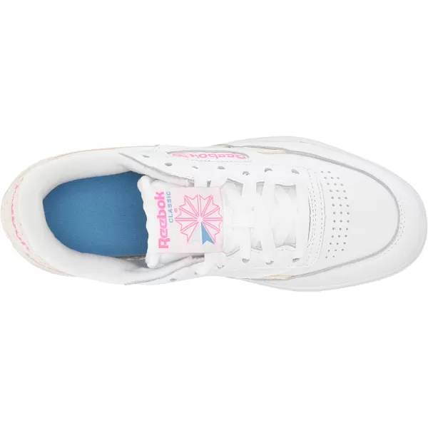 imageReebok Womens Club C Double Sneaker in WhiteGlass BlueAtomic Pink