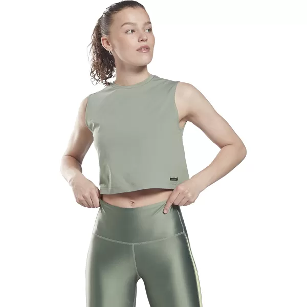 imageReebok Womens Core 10 Crop Fitted Muscle Tank Harmony Green