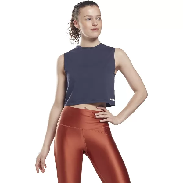imageReebok Womens Crop Fitted Muscle Tank  Core 10 Vector Navy