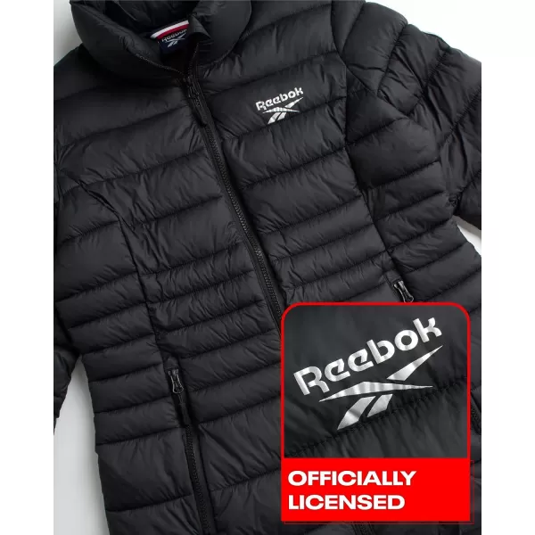 imageReebok Womens Jacket  Lightweight Puffer Parka Coat Storm Guard Collar  Active Outerwear Windbreaker Coat for Women SXLBlack