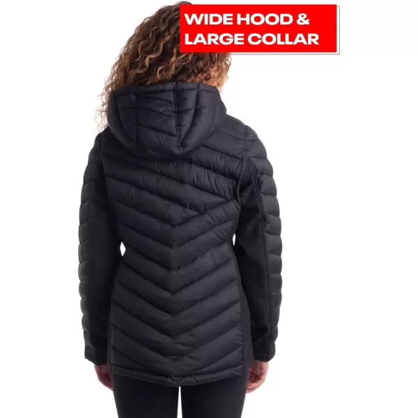 imageReebok Womens Jacket  Lightweight Quilted Puffer Parka Coat with Flex Stretch Panels  Casual Jacket for Women SXLBlack