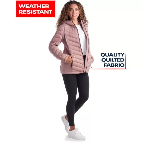 imageReebok Womens Jacket  Lightweight Quilted Puffer Parka Coat with Flex Stretch Panels  Casual Jacket for Women SXLDusty Rose