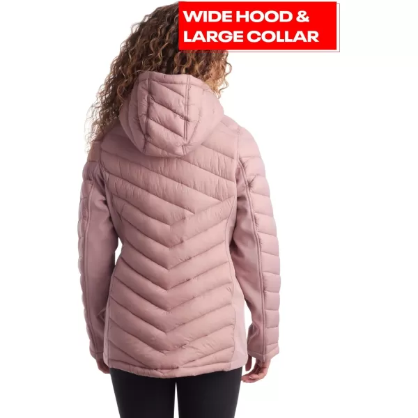 imageReebok Womens Jacket  Lightweight Quilted Puffer Parka Coat with Flex Stretch Panels  Casual Jacket for Women SXLDusty Rose