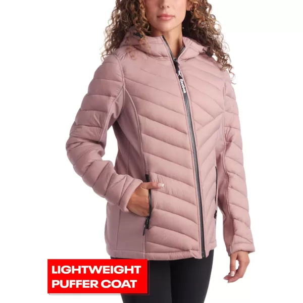 imageReebok Womens Jacket  Lightweight Quilted Puffer Parka Coat with Flex Stretch Panels  Casual Jacket for Women SXLDusty Rose