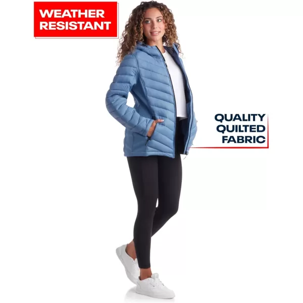 imageReebok Womens Jacket  Lightweight Quilted Puffer Parka Coat with Flex Stretch Panels  Casual Jacket for Women SXLHoops Blue