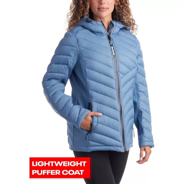 imageReebok Womens Jacket  Lightweight Quilted Puffer Parka Coat with Flex Stretch Panels  Casual Jacket for Women SXLHoops Blue