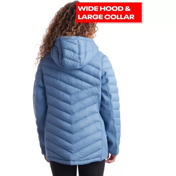 imageReebok Womens Jacket  Lightweight Quilted Puffer Parka Coat with Flex Stretch Panels  Casual Jacket for Women SXLHoops Blue