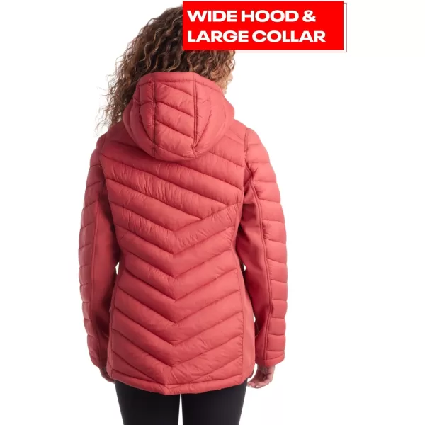 imageReebok Womens Jacket  Lightweight Quilted Puffer Parka Coat with Flex Stretch Panels  Casual Jacket for Women SXLSedona Rose