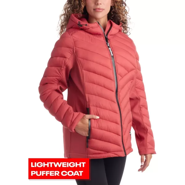 imageReebok Womens Jacket  Lightweight Quilted Puffer Parka Coat with Flex Stretch Panels  Casual Jacket for Women SXLSedona Rose