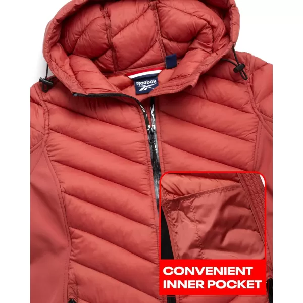 imageReebok Womens Jacket  Lightweight Quilted Puffer Parka Coat with Flex Stretch Panels  Casual Jacket for Women SXLSedona Rose