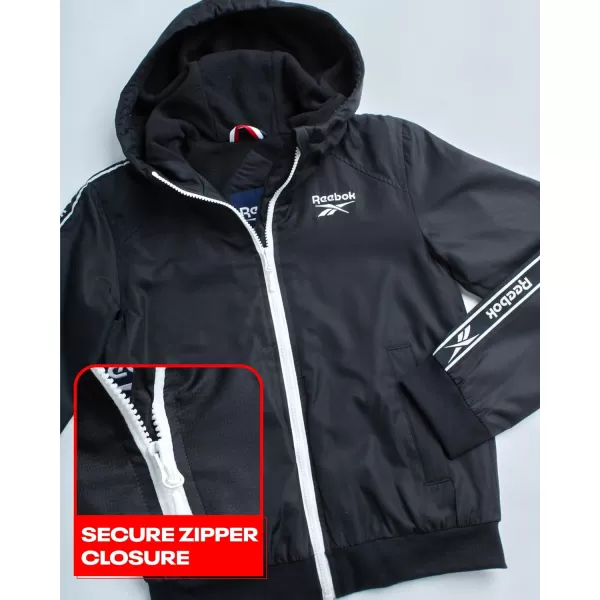 imageReebok Womens Jacket  Lightweight Weather Resistant Fleece Lined Windbreaker Coat  Classic Windbreaker for Women SXLBlack