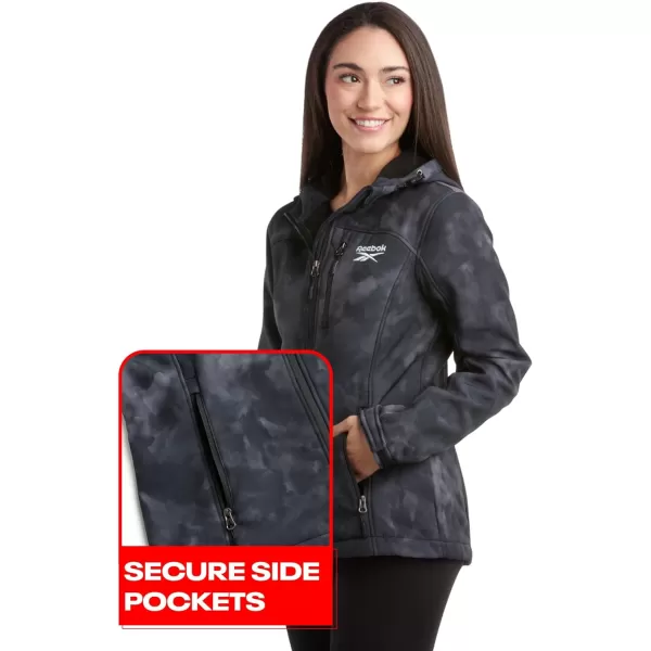 imageReebok Womens Jacket  Lightweight Weather Resistant Performance Fleece Lined Softshell Coat  Plus Size Coat for Women S3XBlack Tie Dye