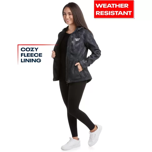 imageReebok Womens Jacket  Lightweight Weather Resistant Performance Fleece Lined Softshell Coat  Plus Size Coat for Women S3XBlack Tie Dye